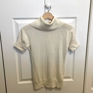 Banana Republic Cream Short Sleeve Wool Sweater With Black Bow | NWT